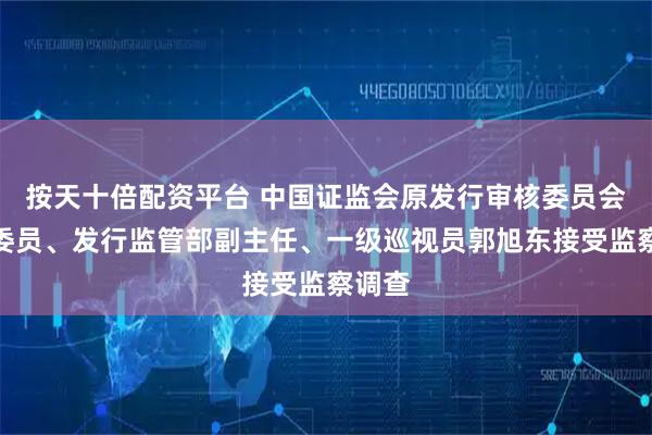 按天十倍配资平台 中国证监会原发行审核委员会主任委员、发行监管部副主任、一级巡视员郭旭东接受监察调查