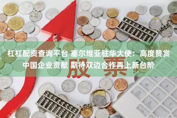 杠杠配资查询平台 塞尔维亚驻华大使：高度赞赏中国企业贡献 期待双边合作再上新台阶